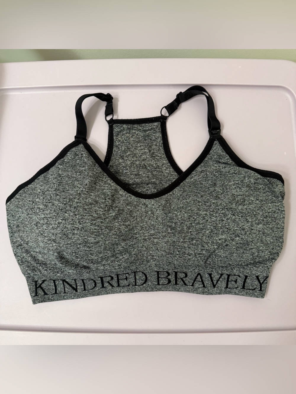 Kindred Bravely Heather Gray Nursing Sports Bra with Black Trim